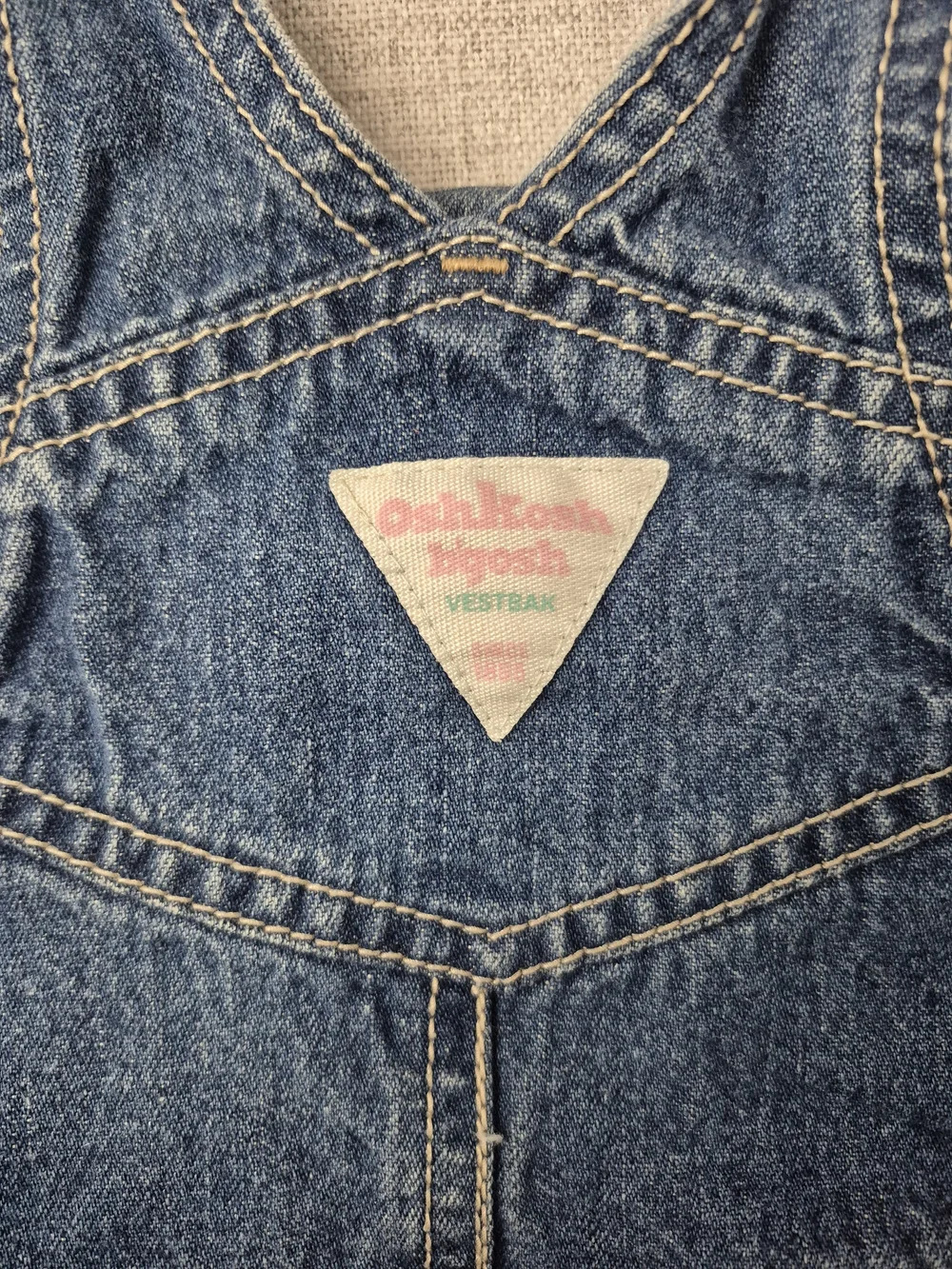 OshKosh B'Gosh Denim Overall Dress Butterfly Rainbow Embroidered 18M