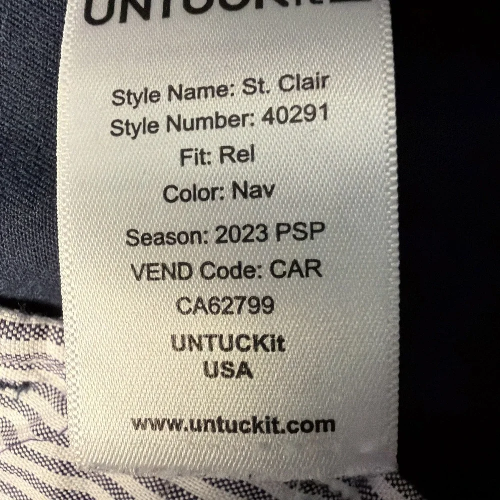 Untuckit‎ Pants Mens 36X32 Blue Cotton Twill Relaxed Fit Chinos St Clair