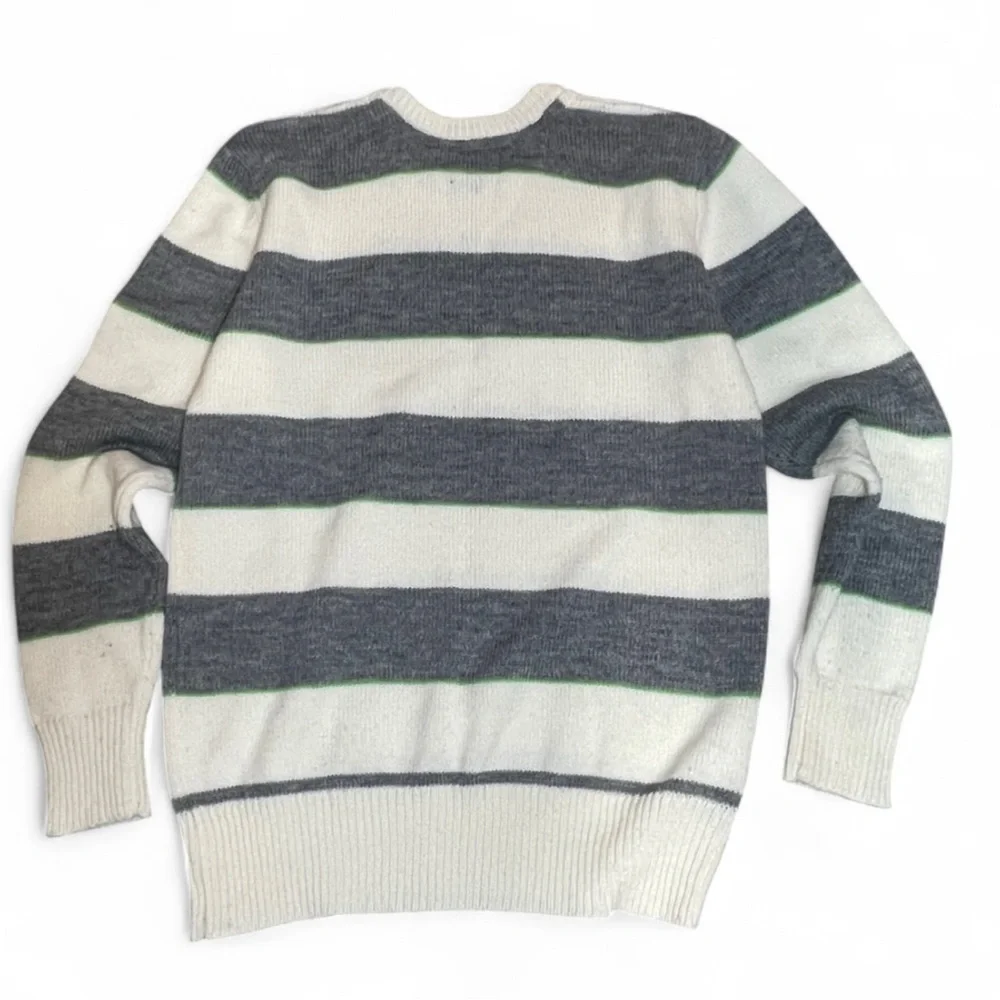 Vintage Y2K Billabong Mens M Cream Gray Skater‎ Striped Knit Grunge Sweater
