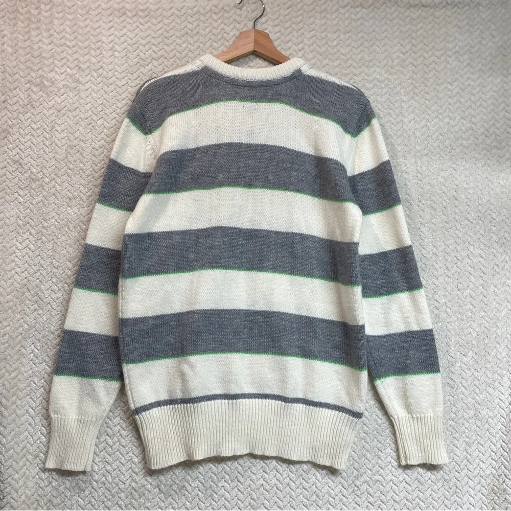 Vintage Y2K Billabong Mens M Cream Gray Skater‎ Striped Knit Grunge Sweater
