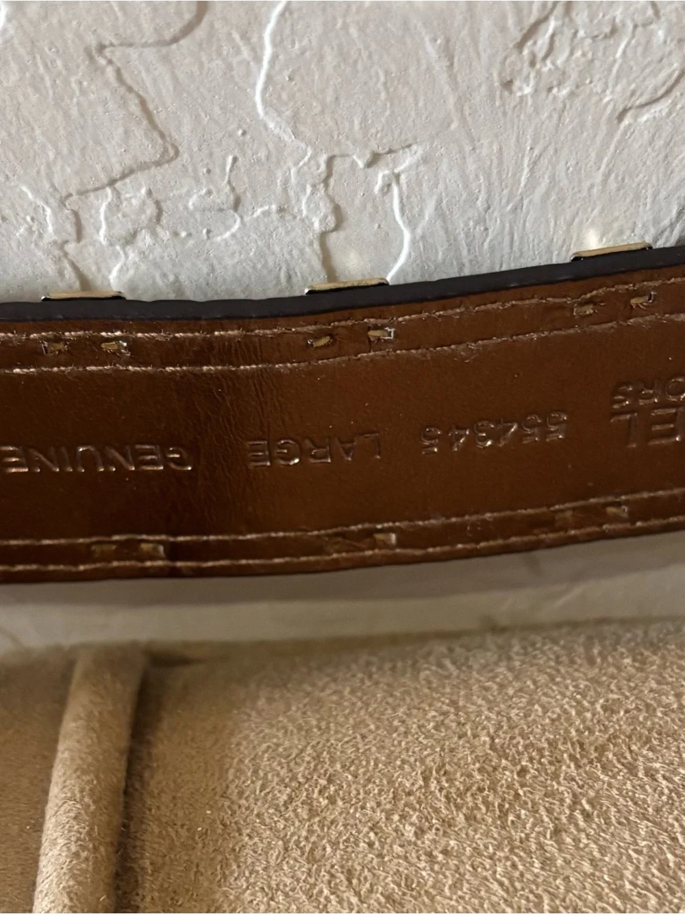 Michael Kors Studded Brown & Cream Calf-Hair Leather Women’s Belt