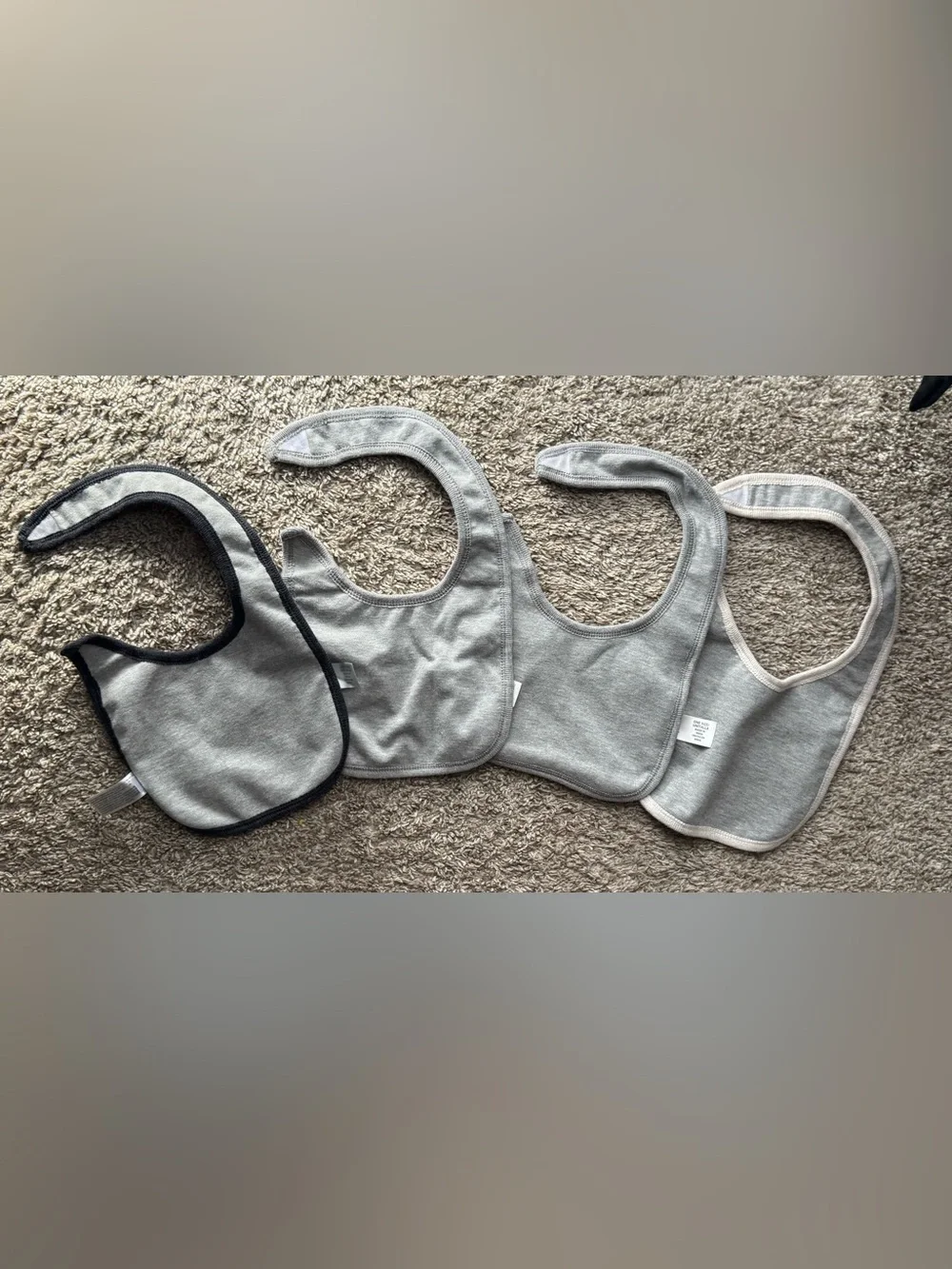Cloud Island Baby Bib Set Neutral Gray White Bear Stripe 4 Pack One Size