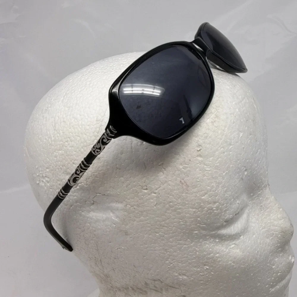 Brighton Tunnel of Love Black Rectangular Sunglasses Silver Filigree 61-15-130