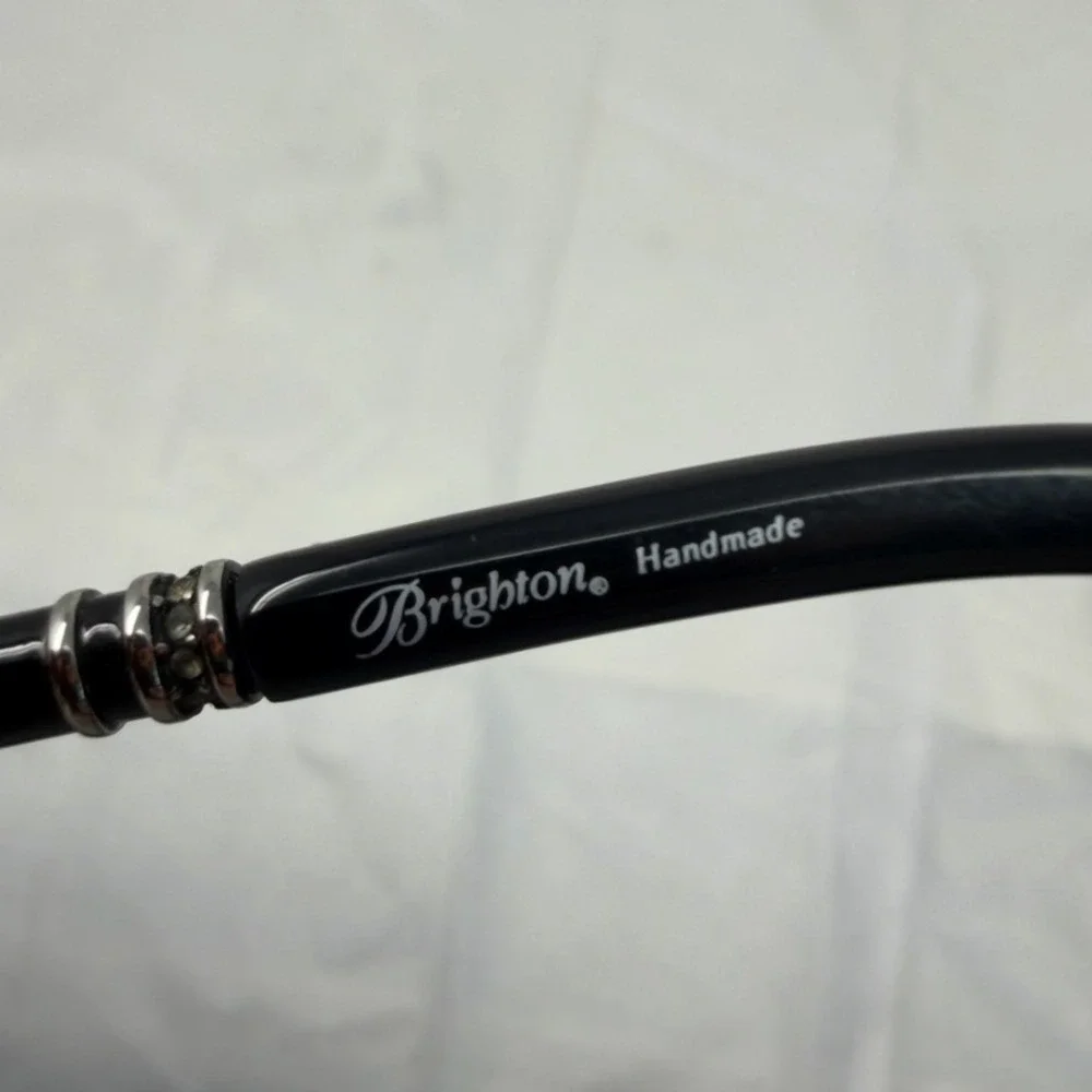 Brighton Tunnel of Love Black Rectangular Sunglasses Silver Filigree 61-15-130