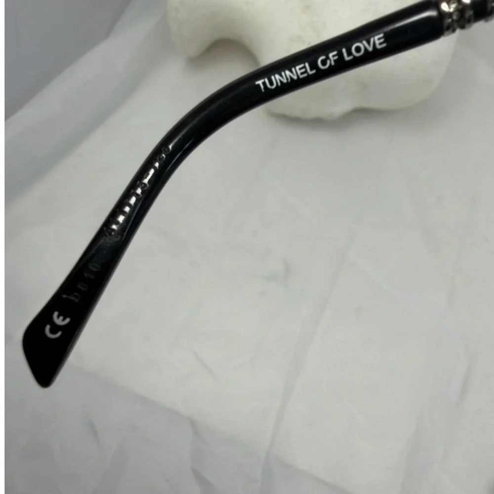 Brighton Tunnel of Love Black Rectangular Sunglasses Silver Filigree 61-15-130