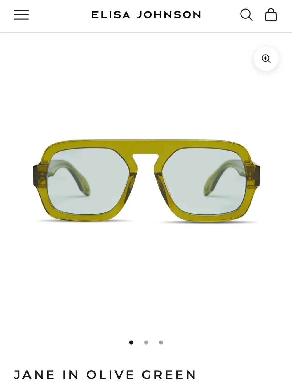 Elisa Johnson Jane Sunglasses in Olive Green
