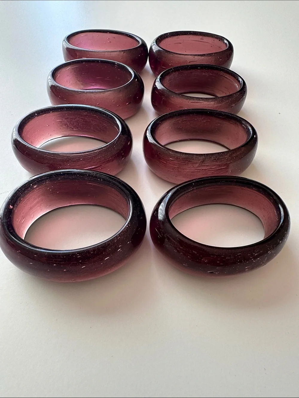 Plum Glass Oval Plum Napkin Ring Set of 8 — Decorative Table Accent