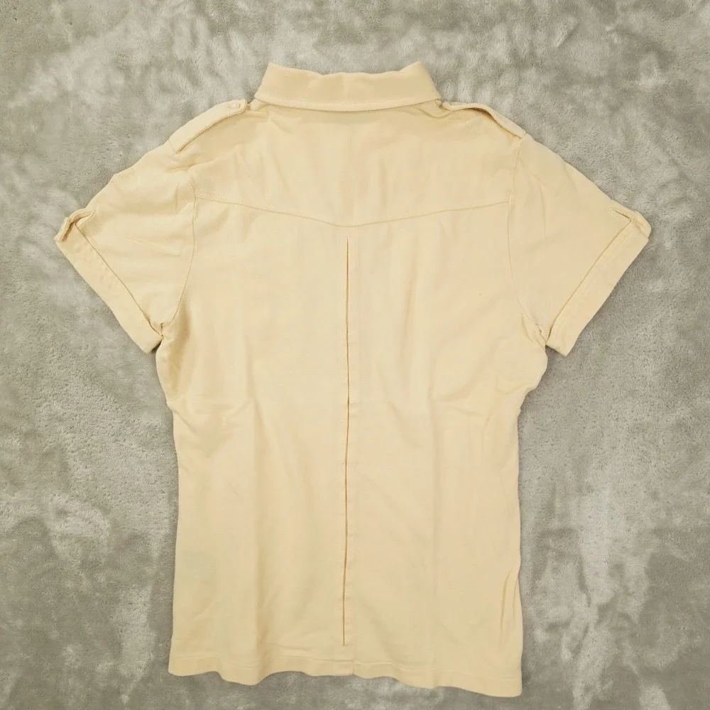 Ralph Lauren Polo Shirt Women's Medium Beige Slim Fit Safari Utility‎
