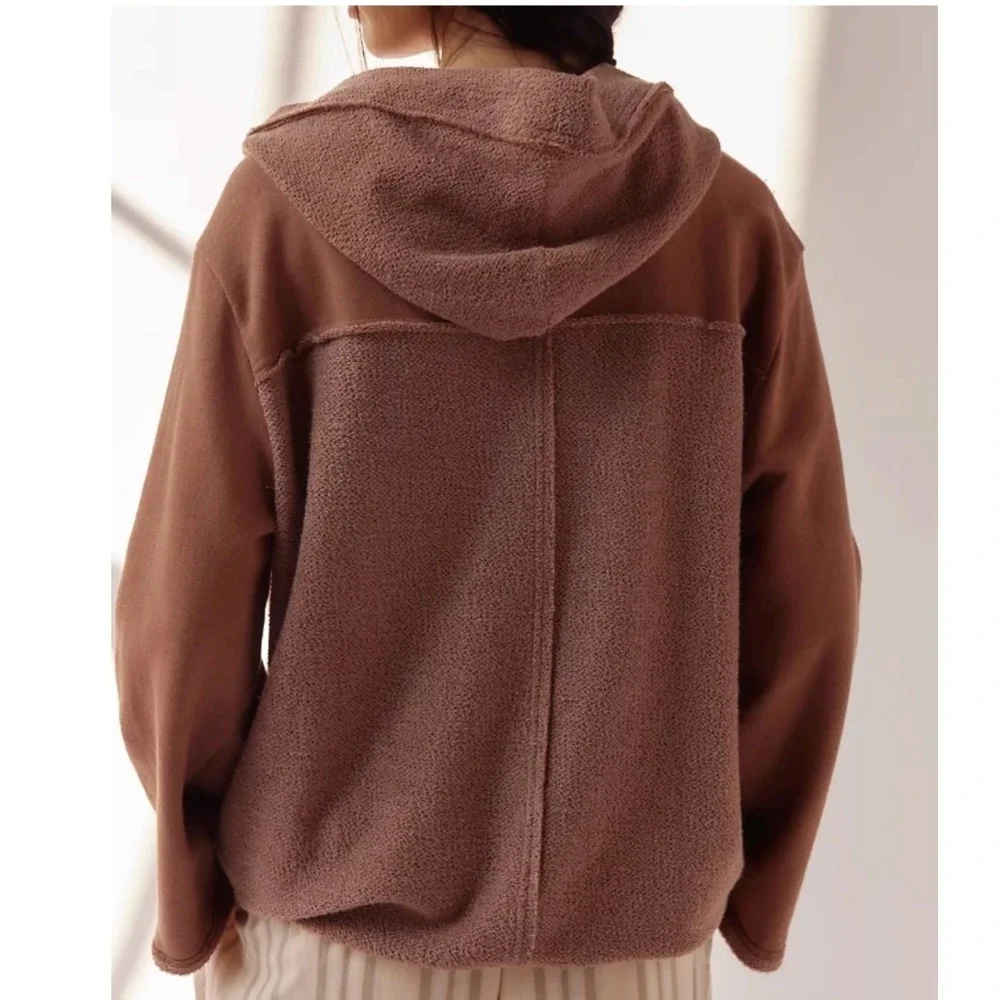 Free People Free-est Raven Pullover‎ Hoodie Sweatshirt in Otter Brown Size Small