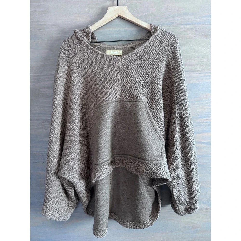 Free People Free-est Raven Pullover‎ Hoodie Sweatshirt in Otter Brown Size Small