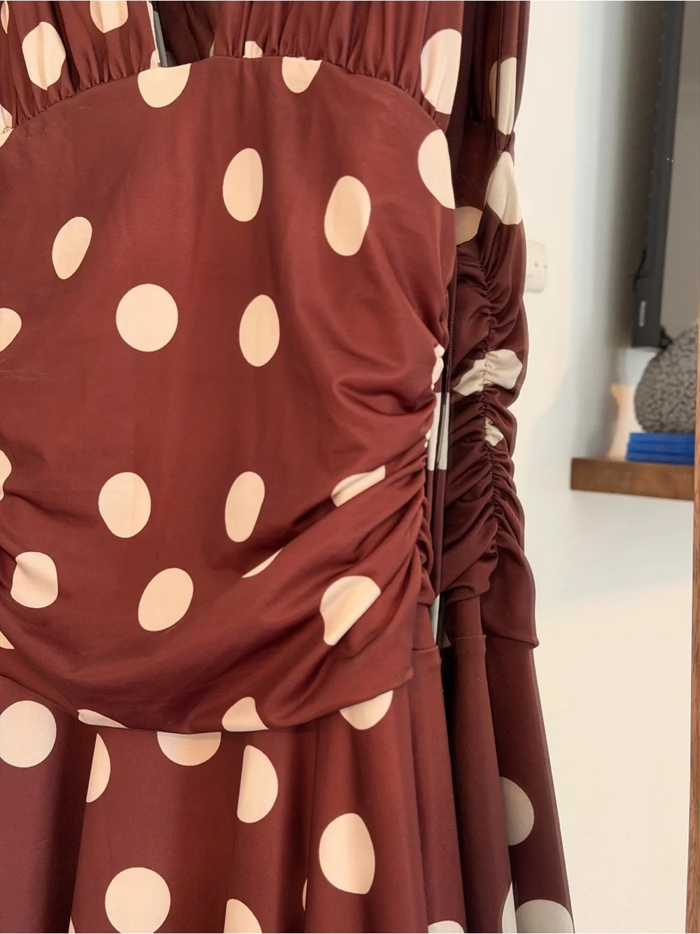 Free People Brown Polka Dot Sleeveless V-Neck Mini Dress