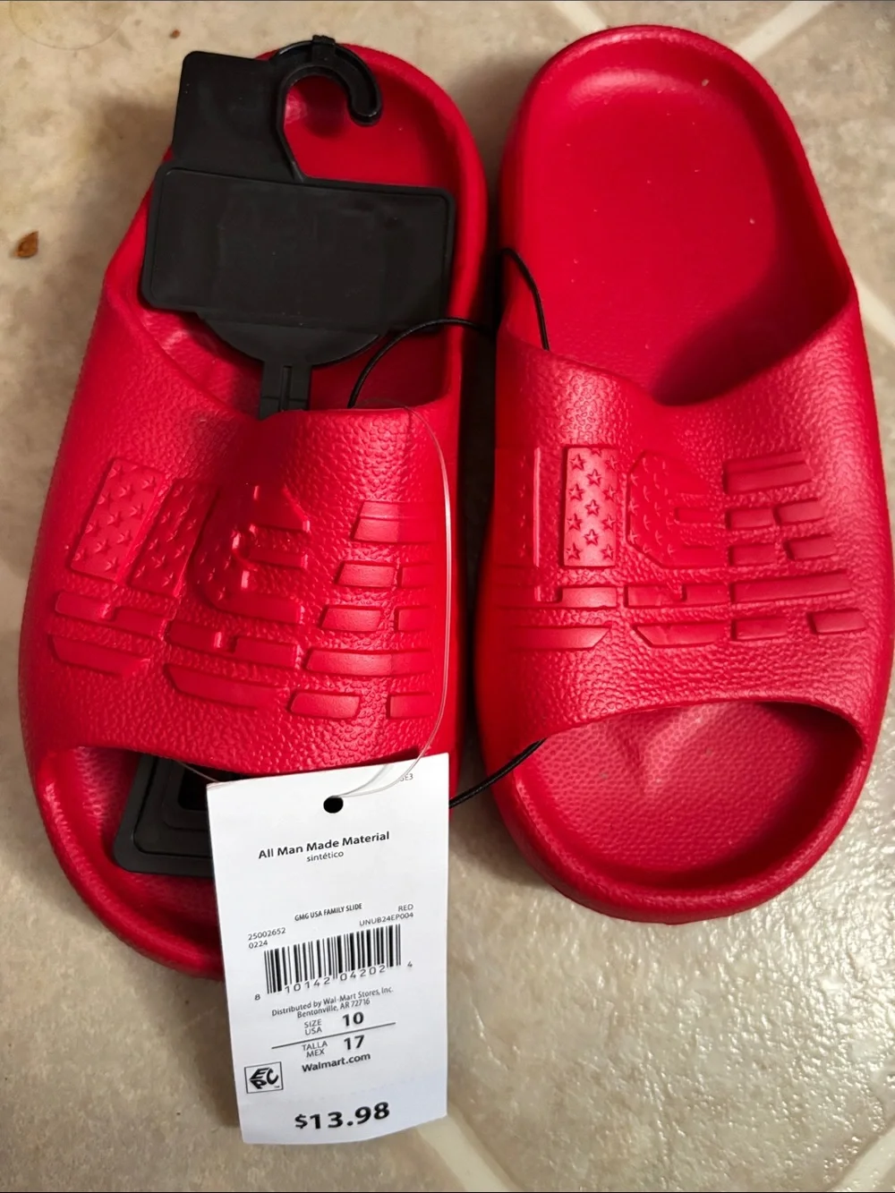 Kids Red Slide Sandals with Molded Footbed