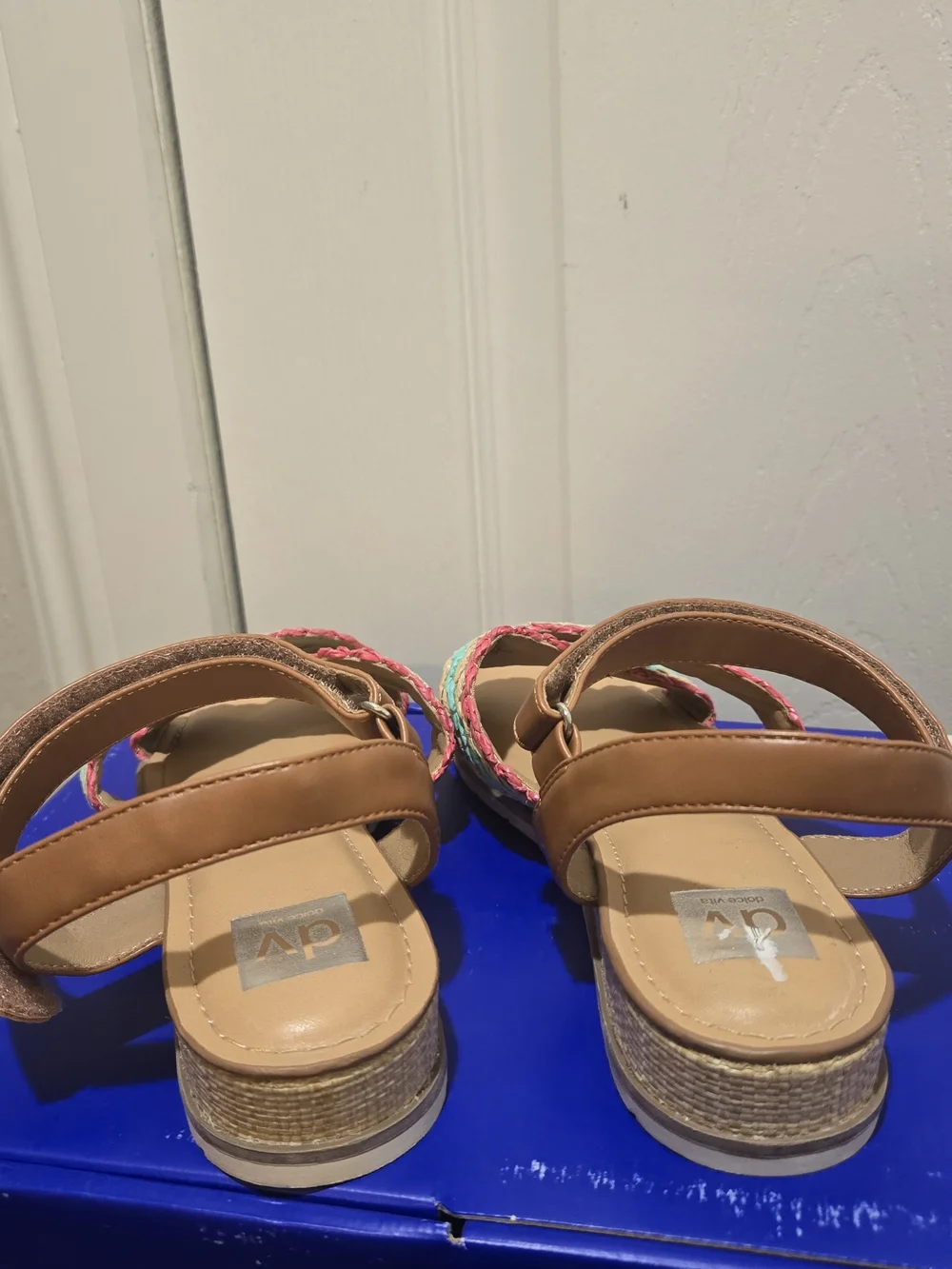 Dolce Vita Girls Tan Sandals with Multicolor Braided Straps
