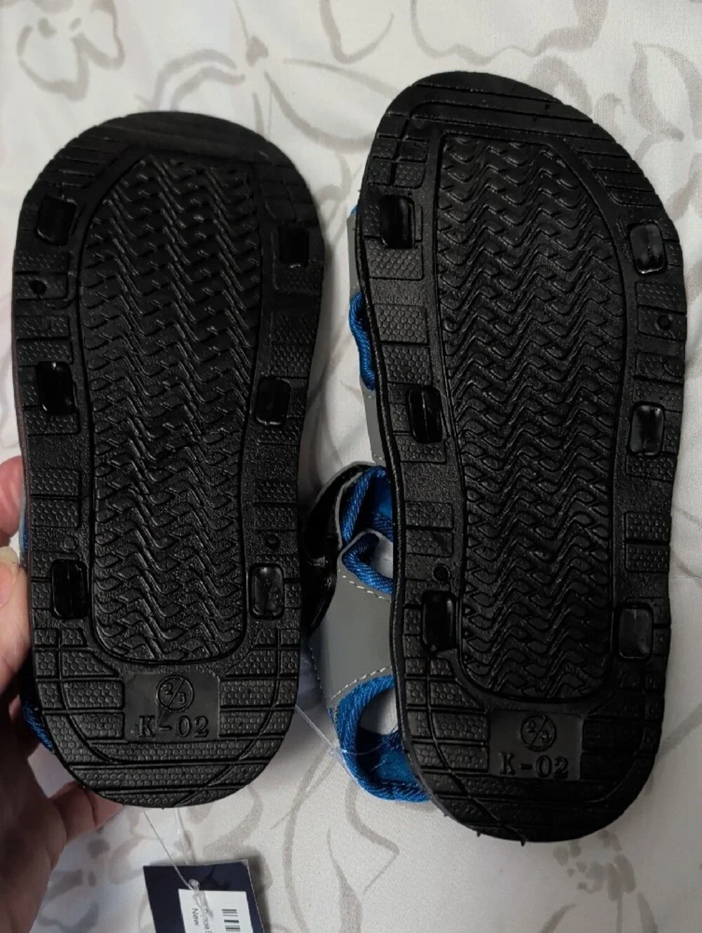 solo Gray and Blue Kids Adjustable Active Sandals