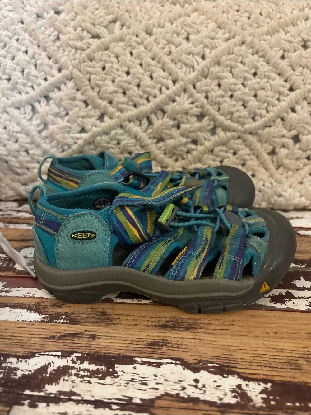 KEEN Kids Turquoise Blue Multi-Striped Outdoor Sandals