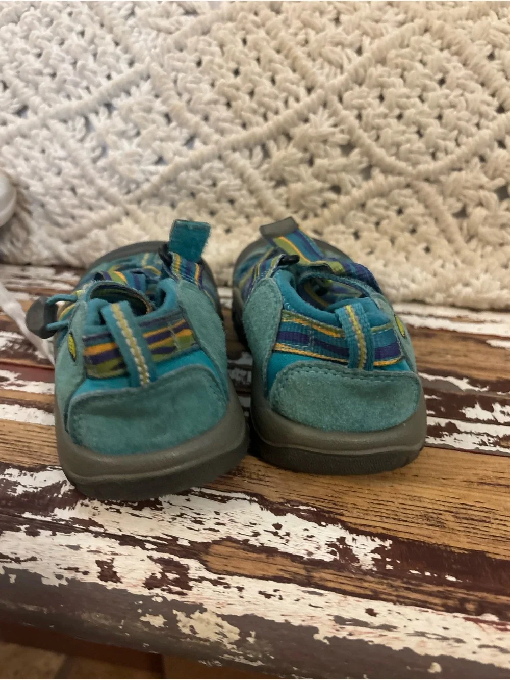 KEEN Kids Turquoise Blue Multi-Striped Outdoor Sandals