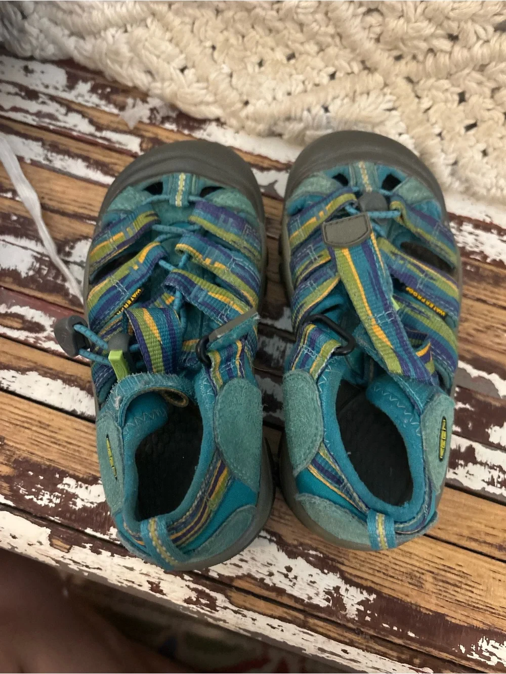 KEEN Kids Turquoise Blue Multi-Striped Outdoor Sandals