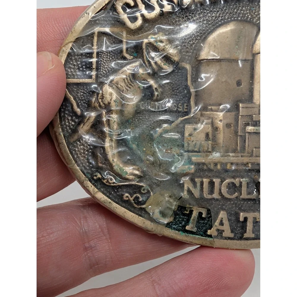 Vintage Comanche Peak Nuclear Station Solid Brass Belt Buckle Award Design Medal