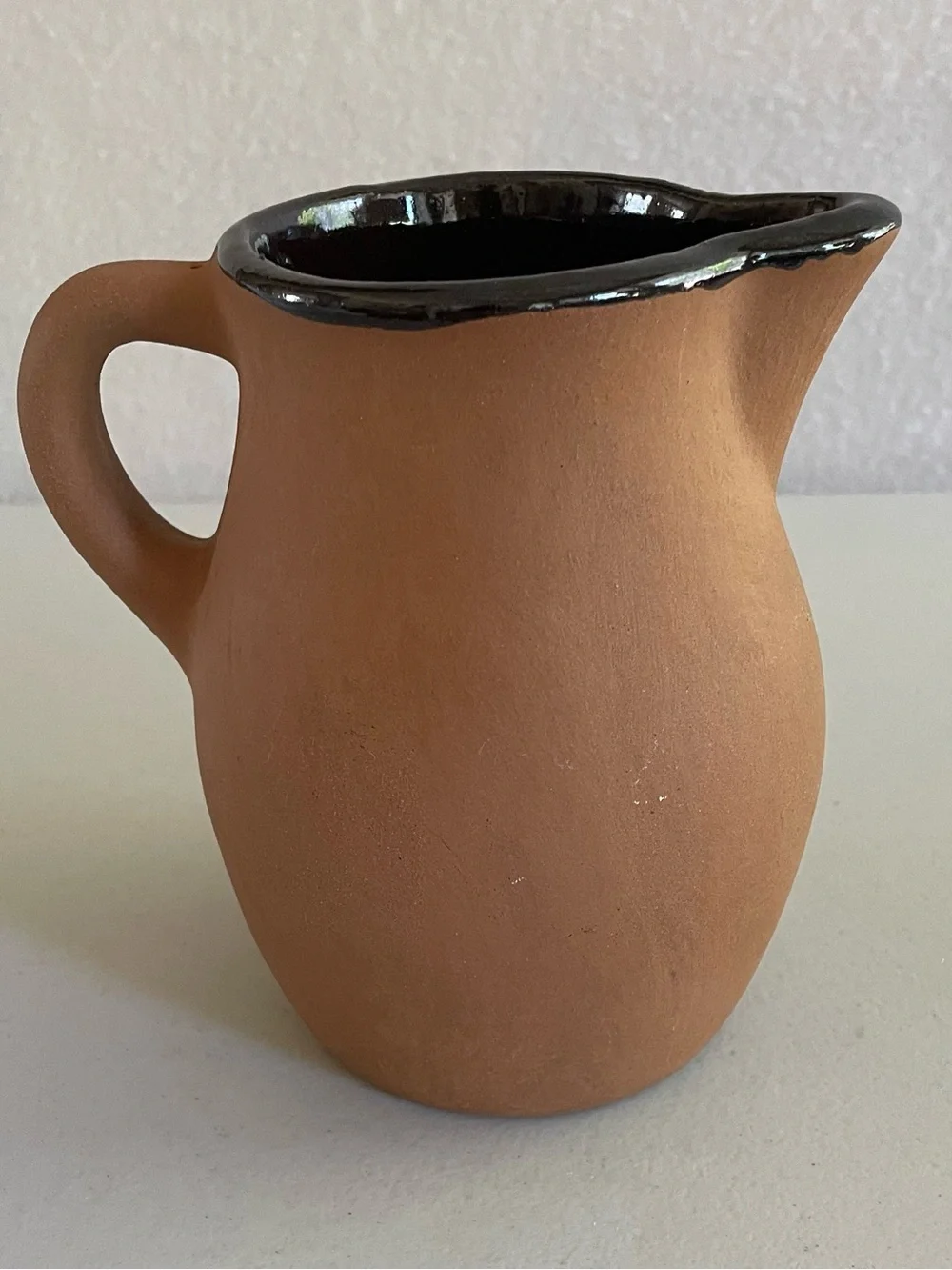 Vintage Hand Painted Terracotta Floral Pitcher Rustic Folk Art Clay Jug Vase 6