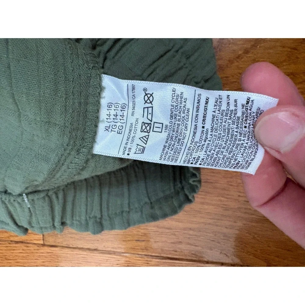 Old Navy Girls XL 14-16 Green Cotton Gauze Pull On Shorts NWT