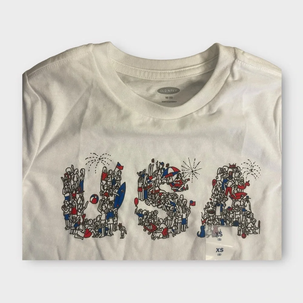 Old Navy USA Fourth Of July Graphic White Shirt