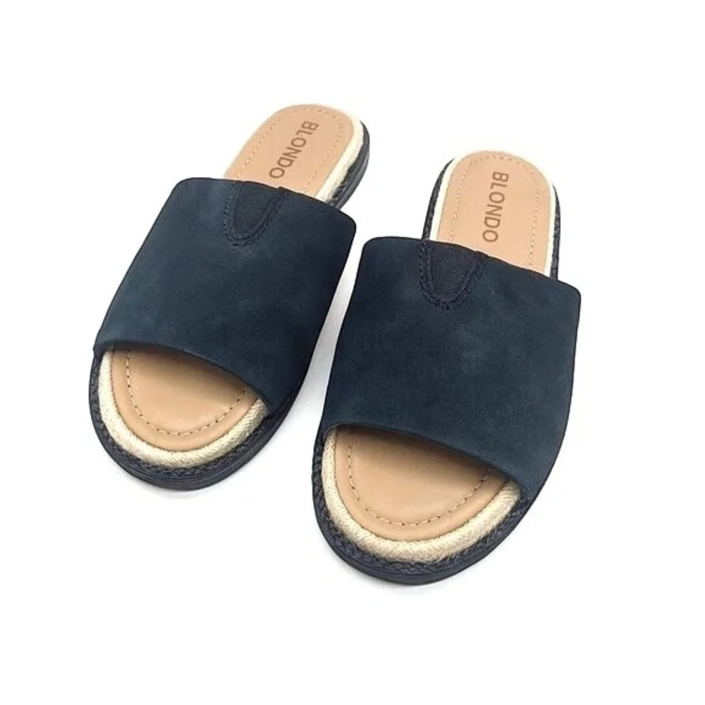 Blondo Emilia Black Leather Slide Sandals 7.5
