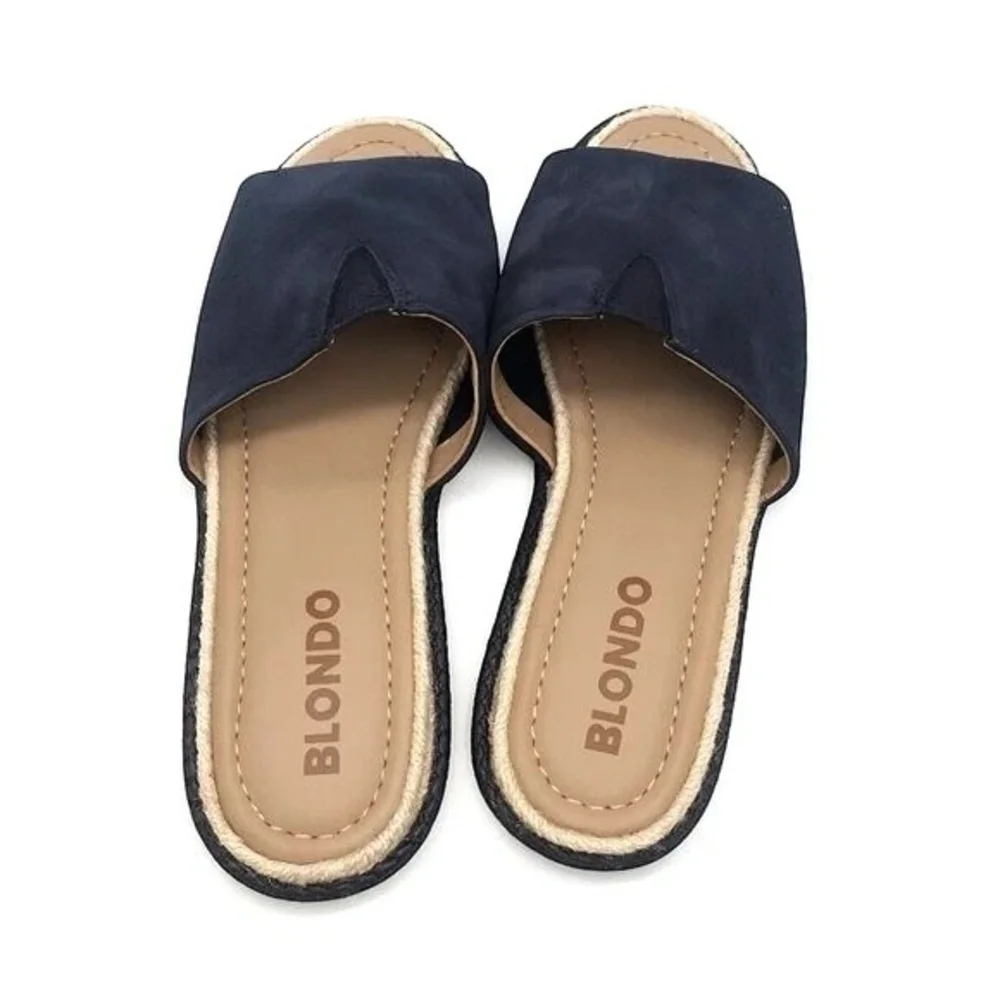 Blondo Emilia Black Leather Slide Sandals 7.5