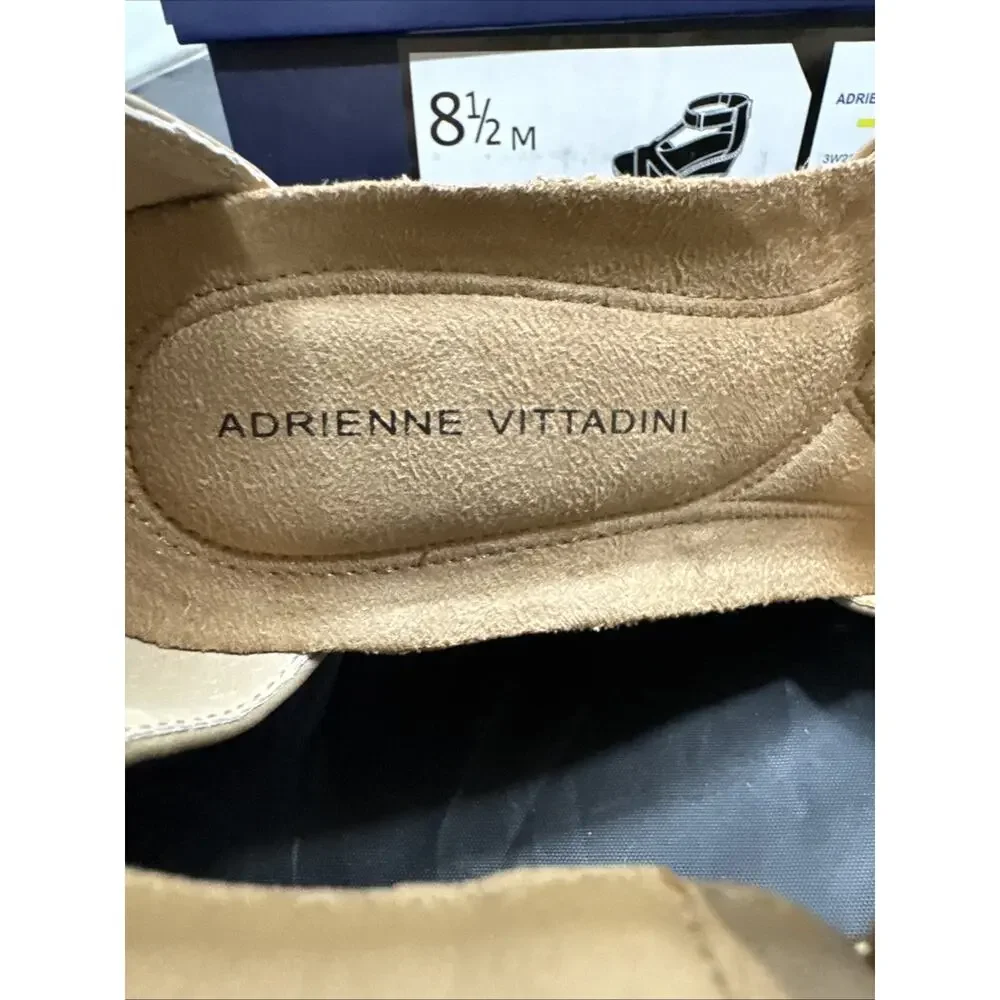 ADRIENNE VITTADINI TRIVIA Wedge Sandals Taupe Ankle Strap Women's Size 8.5 New