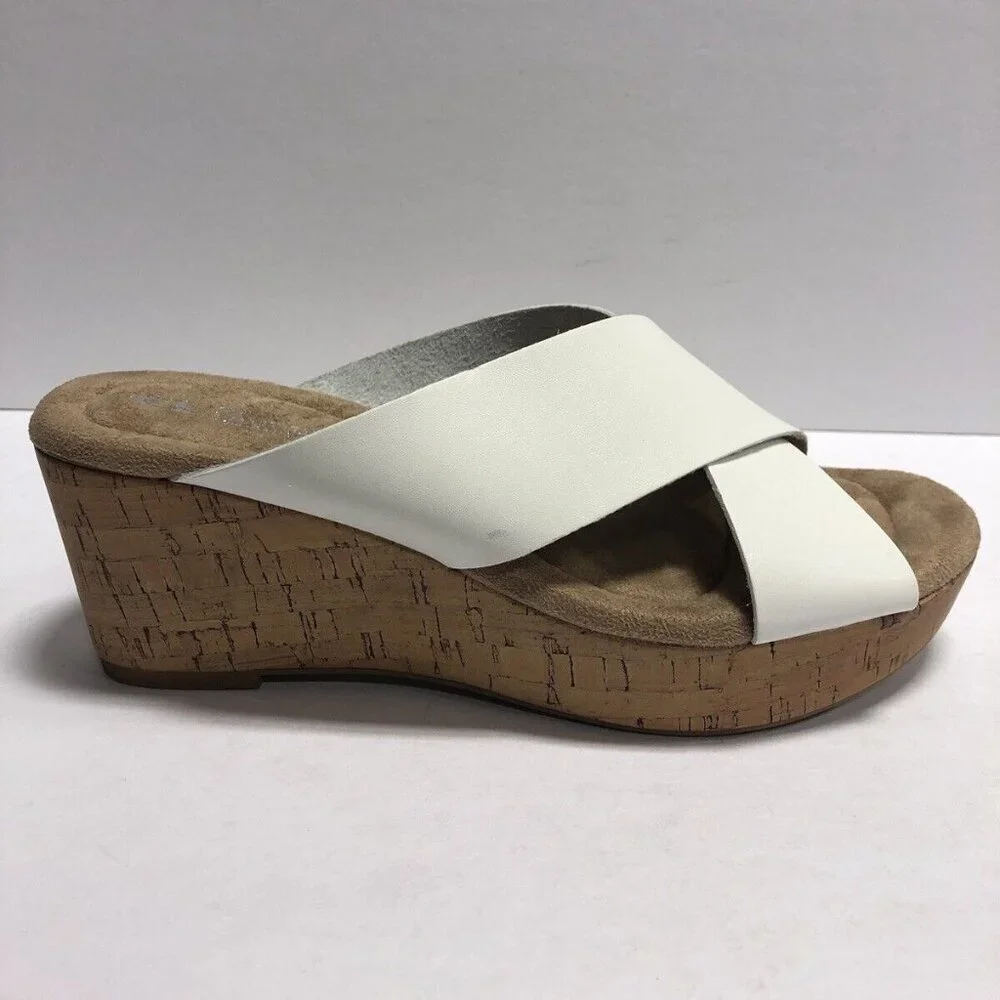 Chinese Laundry Women’s Dream Day, White Wedge Sandals, Size 9.5M