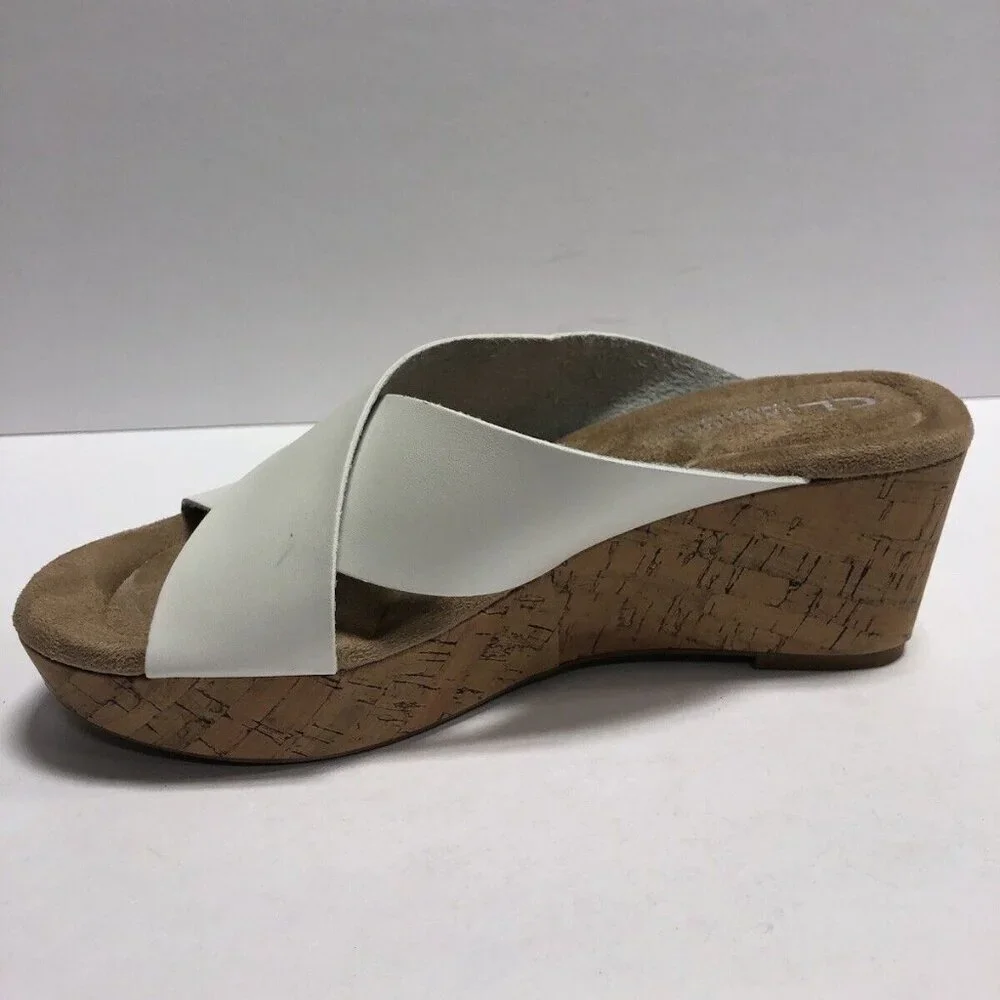 Chinese Laundry Women’s Dream Day, White Wedge Sandals, Size 9.5M