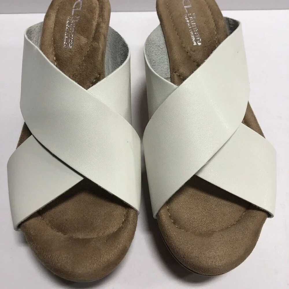 Chinese Laundry Women’s Dream Day, White Wedge Sandals, Size 9.5M