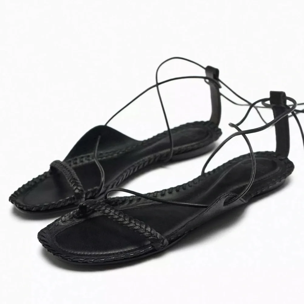 Zara Black Spiral Strap Sandals.  #30