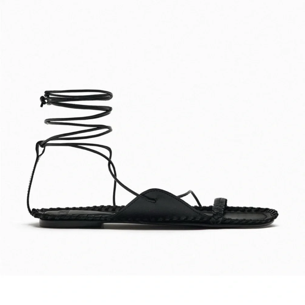 Zara Black Spiral Strap Sandals.  #30