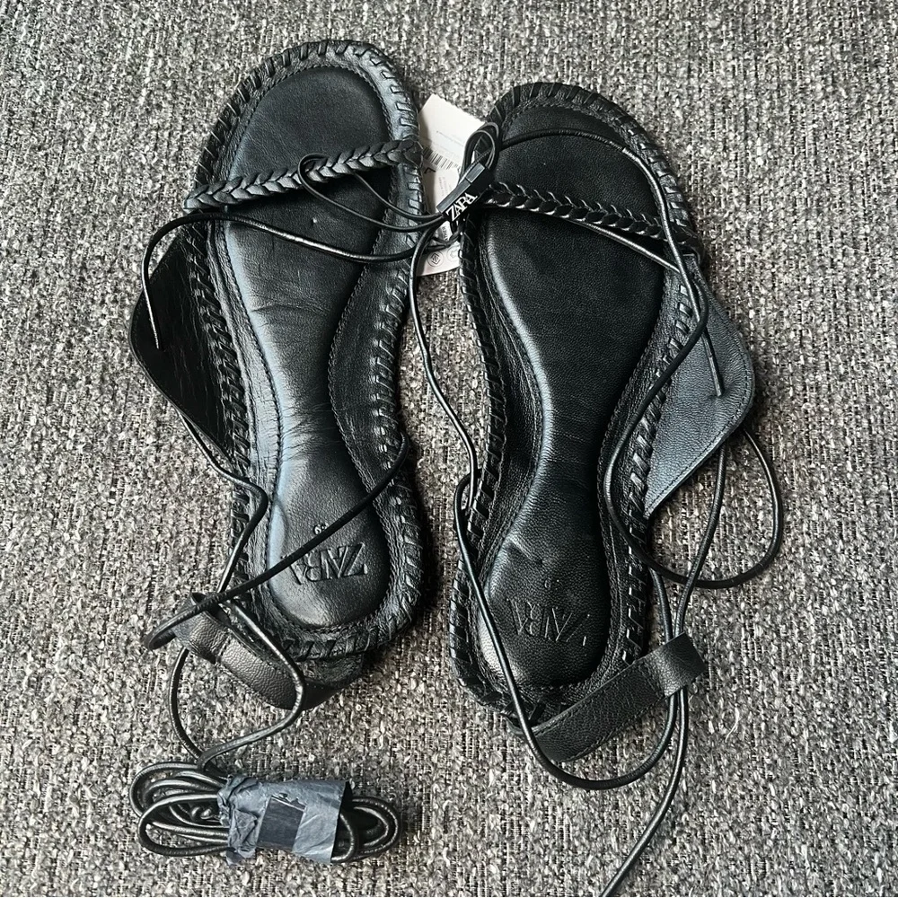 Zara Black Spiral Strap Sandals.  #30