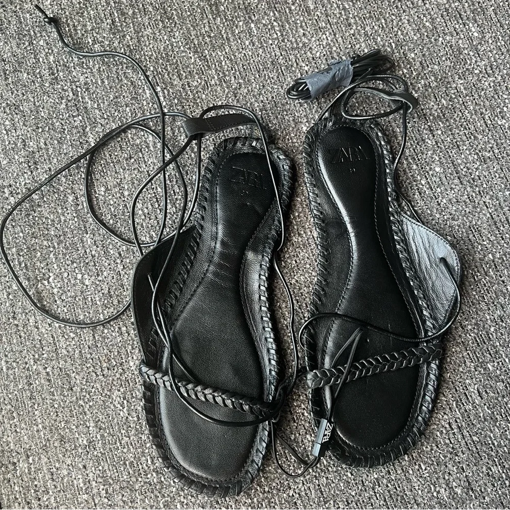 Zara Black Spiral Strap Sandals.  #30