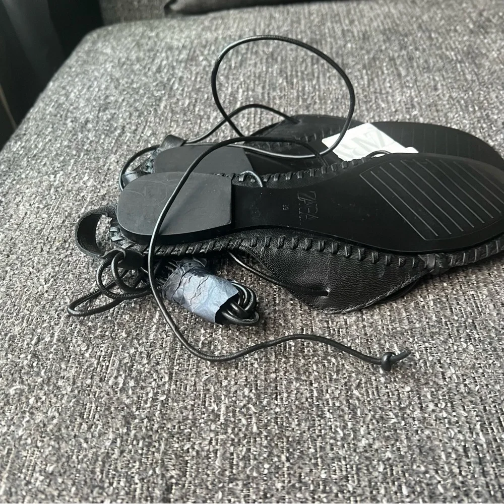 Zara Black Spiral Strap Sandals.  #30