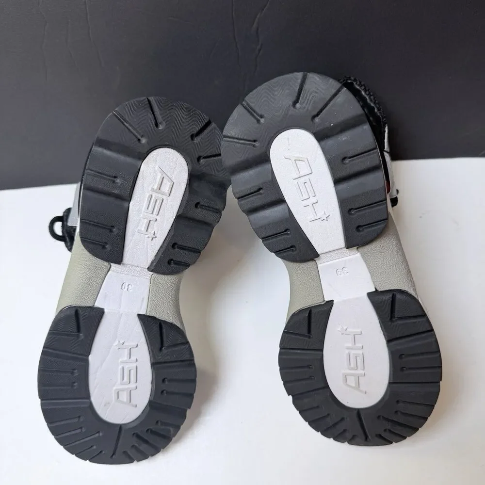 ASH - Cosmos Platform Wedge Sandal Black/ Silver  Sz 39  (8.5-9) Athleisure