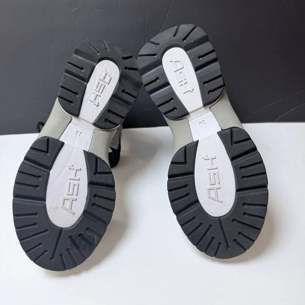 ASH - Cosmos Platform Wedge Sandal Black/ Silver  Sz 39  (8.5-9) Athleisure