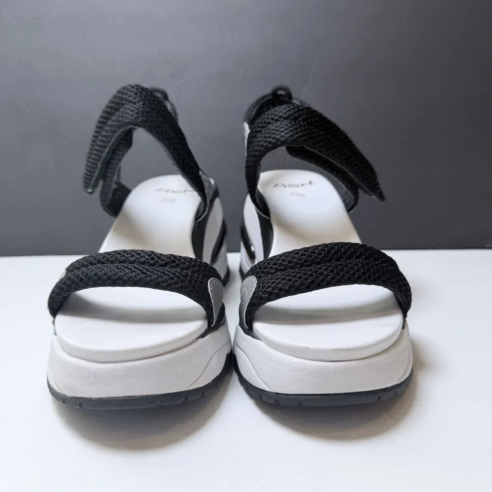 ASH - Cosmos Platform Wedge Sandal Black/ Silver  Sz 39  (8.5-9) Athleisure