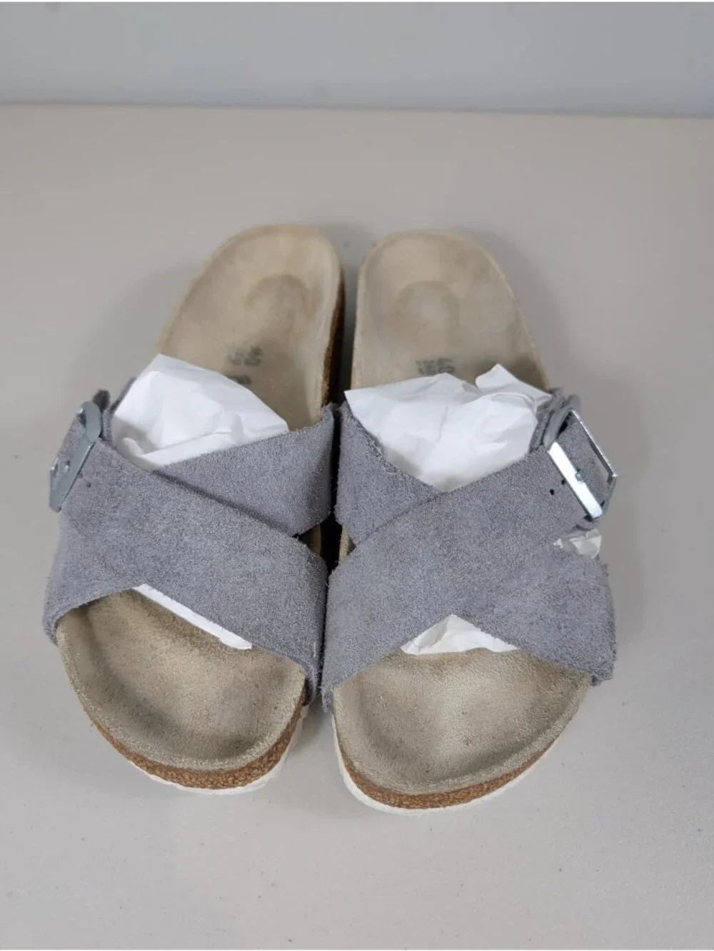 Birkenstock Siena slide sandals in gray suede leather women's size 9