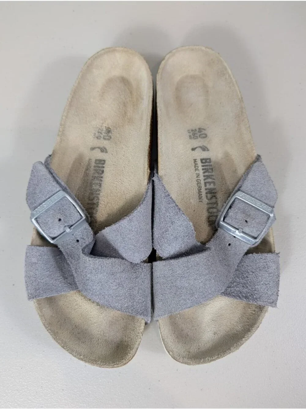Birkenstock Siena slide sandals in gray suede leather women's size 9