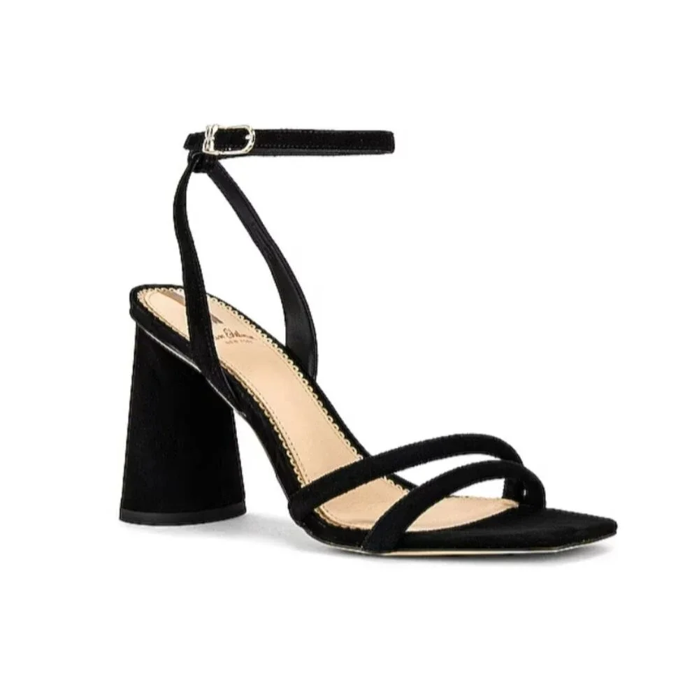 Sam Edelman Kia Suede Ankle Strap Heel Sandals Black Women's Size 10M Square Toe
