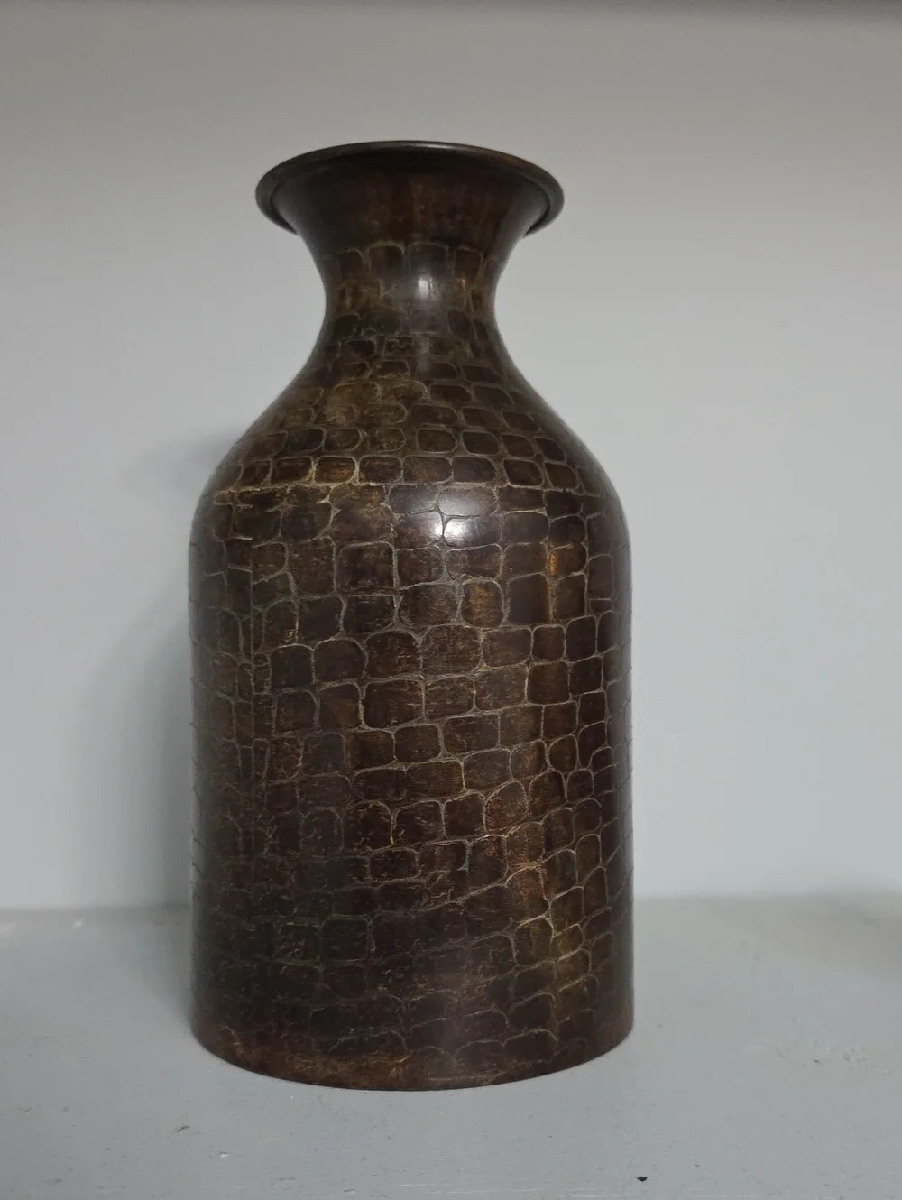 Decorative Brown Textured Metal Vase - Home Accents