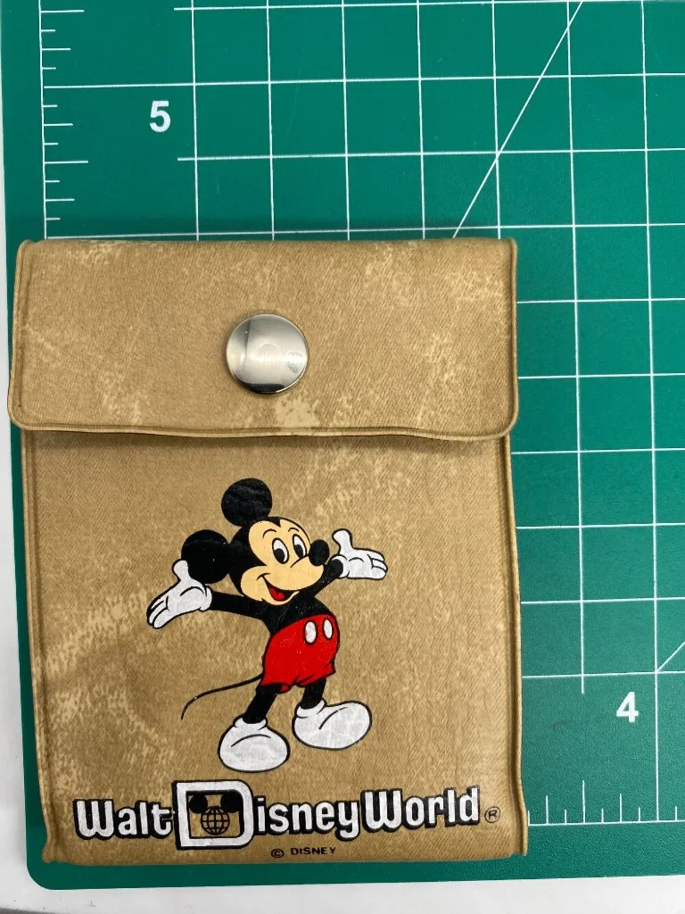 Disney Wallet Coin World Vinyl Mickey Mouse Snap Original Sales Sticker VTG