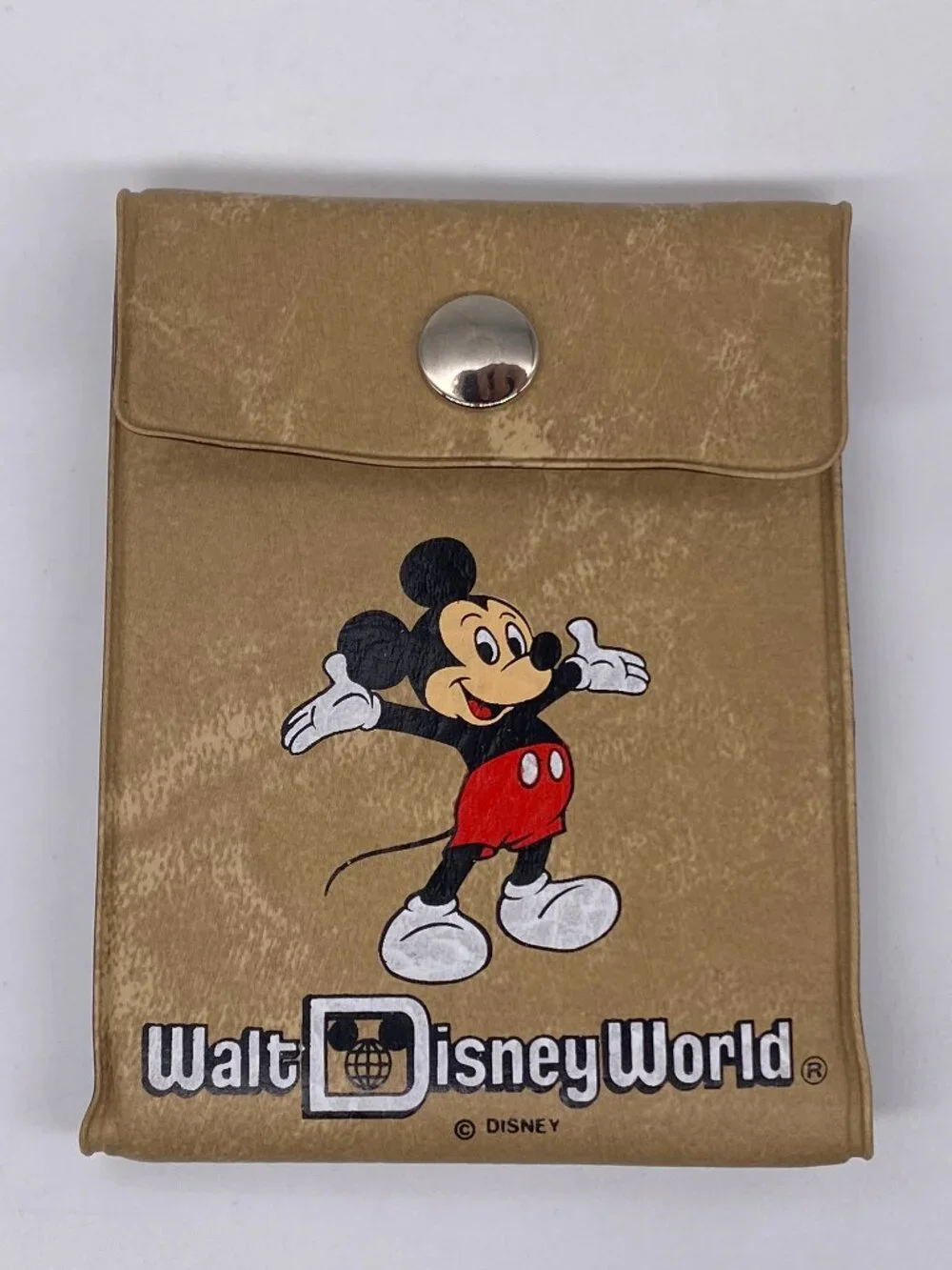 Disney Wallet Coin World Vinyl Mickey Mouse Snap Original Sales Sticker VTG