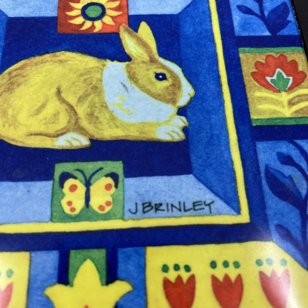 J Brinley Rascal Bunny Rabbit Tile Trivet Hot Plate Wall Hanging Flaw 8