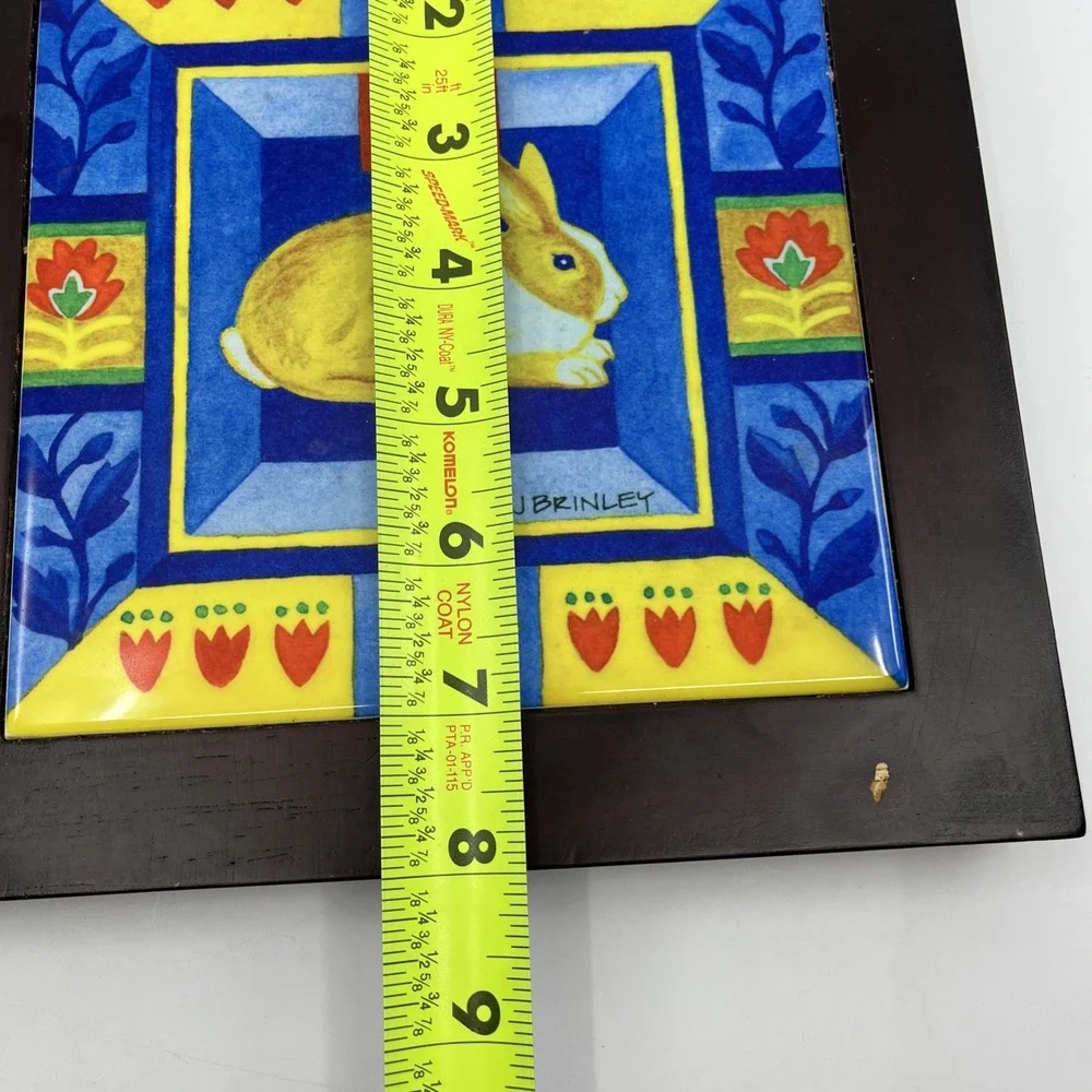 J Brinley Rascal Bunny Rabbit Tile Trivet Hot Plate Wall Hanging Flaw 8