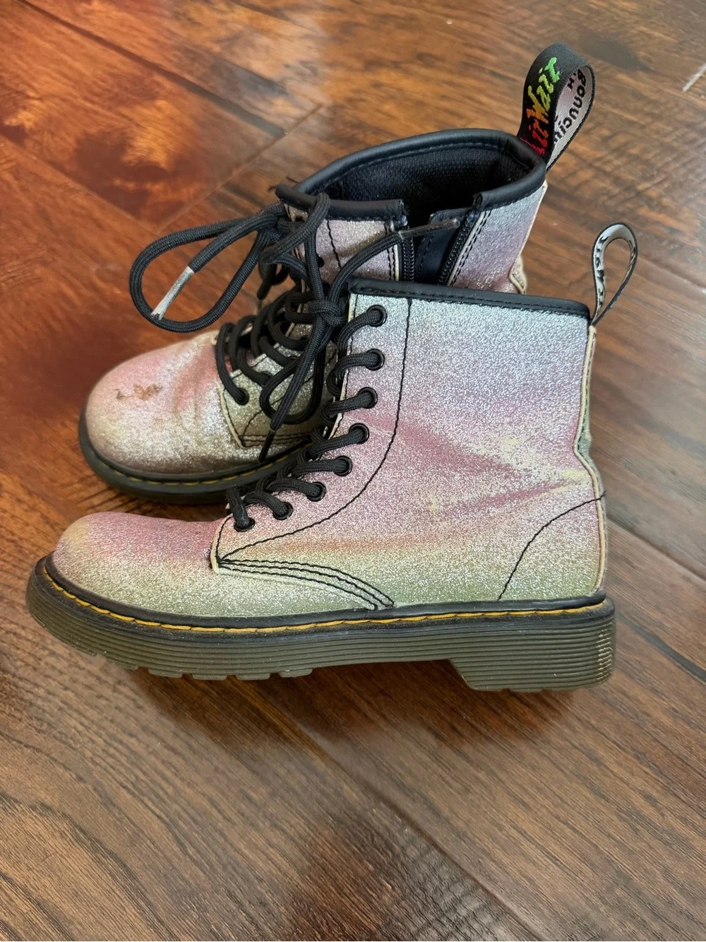 Dr. Martens Kids Iridescent Multi-Color Lace-Up Boots