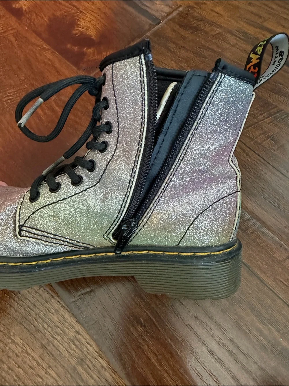 Dr. Martens Kids Iridescent Multi-Color Lace-Up Boots