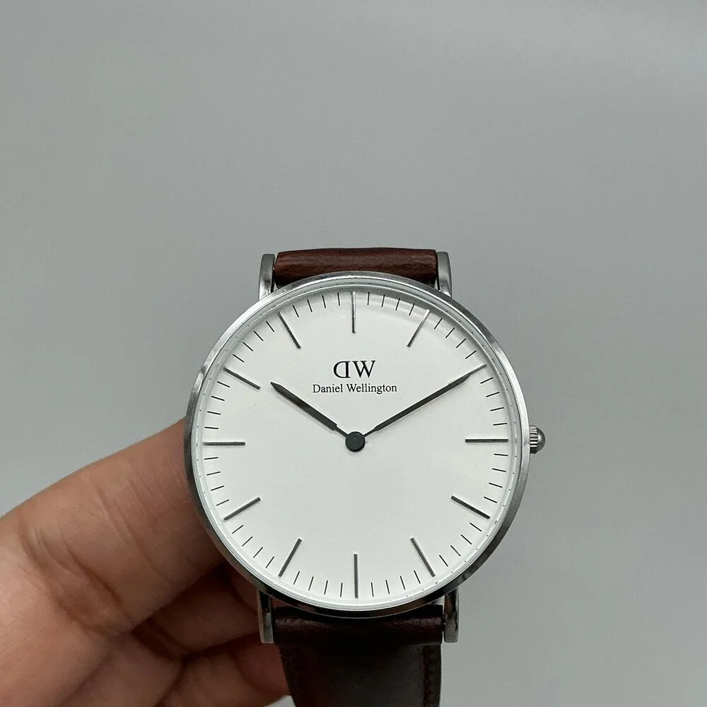 Daniel Wellington Womens Watch 36mm White Dial Brown Leather Classic New Battery